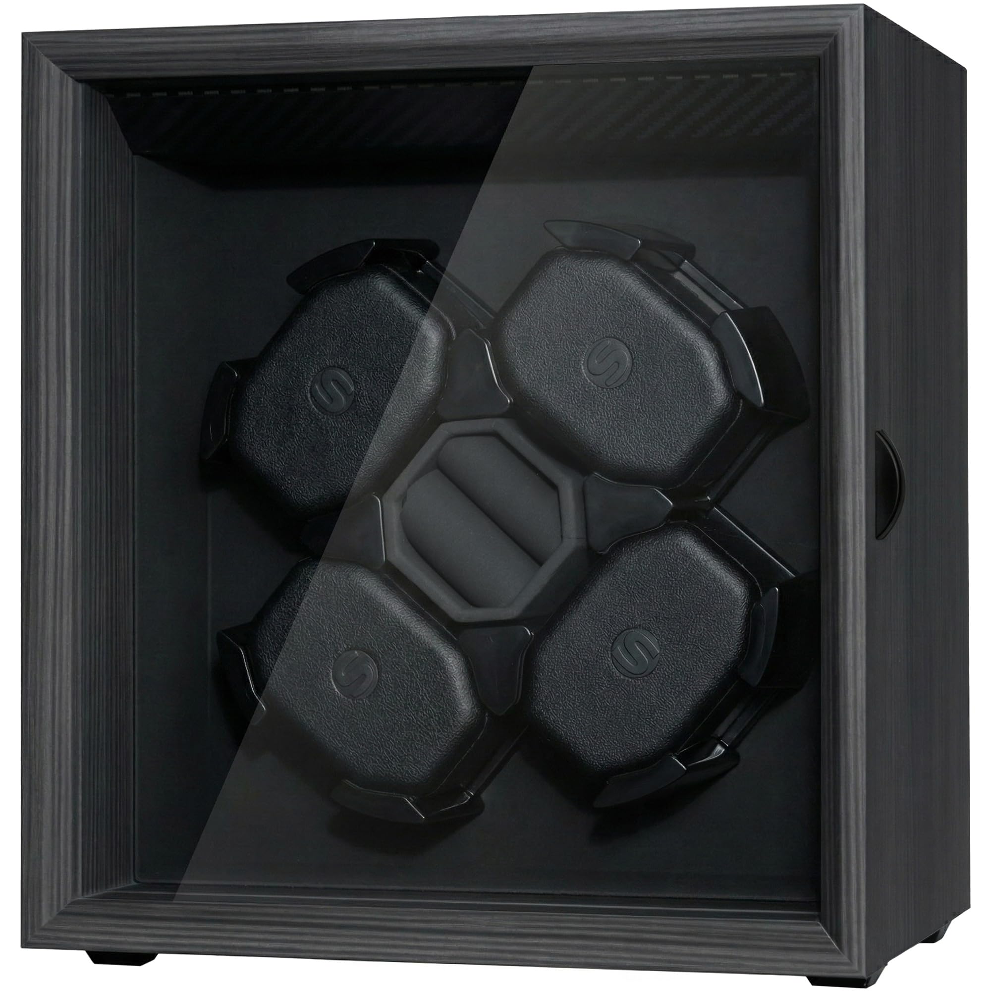 Mcbazel Enrollador Automático de Relojes para 4 Relojes, Función Automática Silenciosa, Motor Silencioso, Solución Profesional para el Cuidado de Relojes – Diseño en ébano Negro