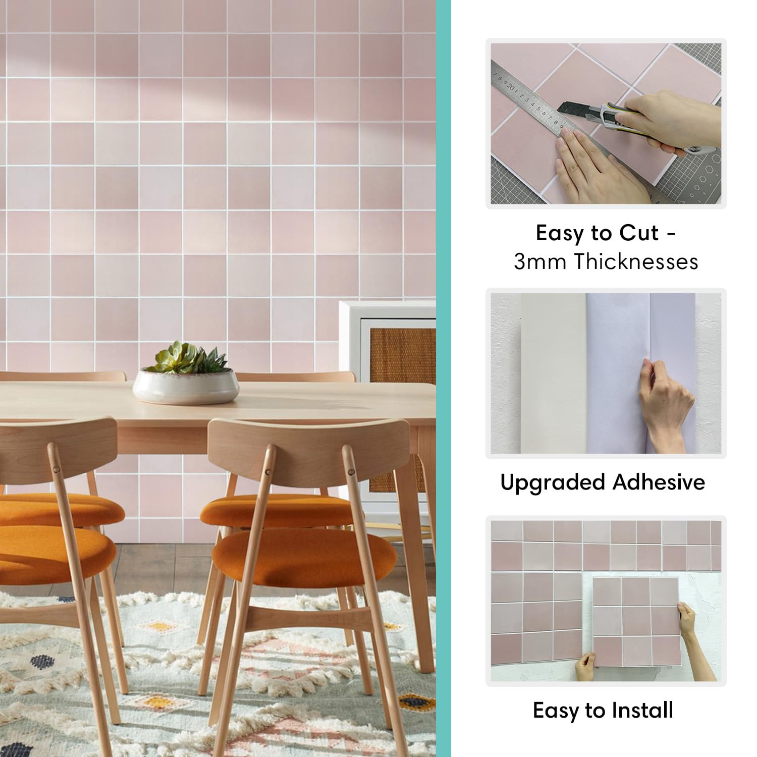 Commomy Credence Adhesive pour Cuisine Salle de Bain, 10 Pièces, Carreaux Muraux Rose et Blanc, Carrelage Adhesif Mural Cuisine Salle de Bain, PVC Crédence Adhésive, 30 x 30 cm Commomy Credence Adhesive pour Cuisine Salle de Bain, 10 Pièces, Carreaux Muraux Rose et Blanc, Carrelage Adhesif Mural Cuisine Salle de Bain, PVC Crédence Adhésive, 30 x 30 cm