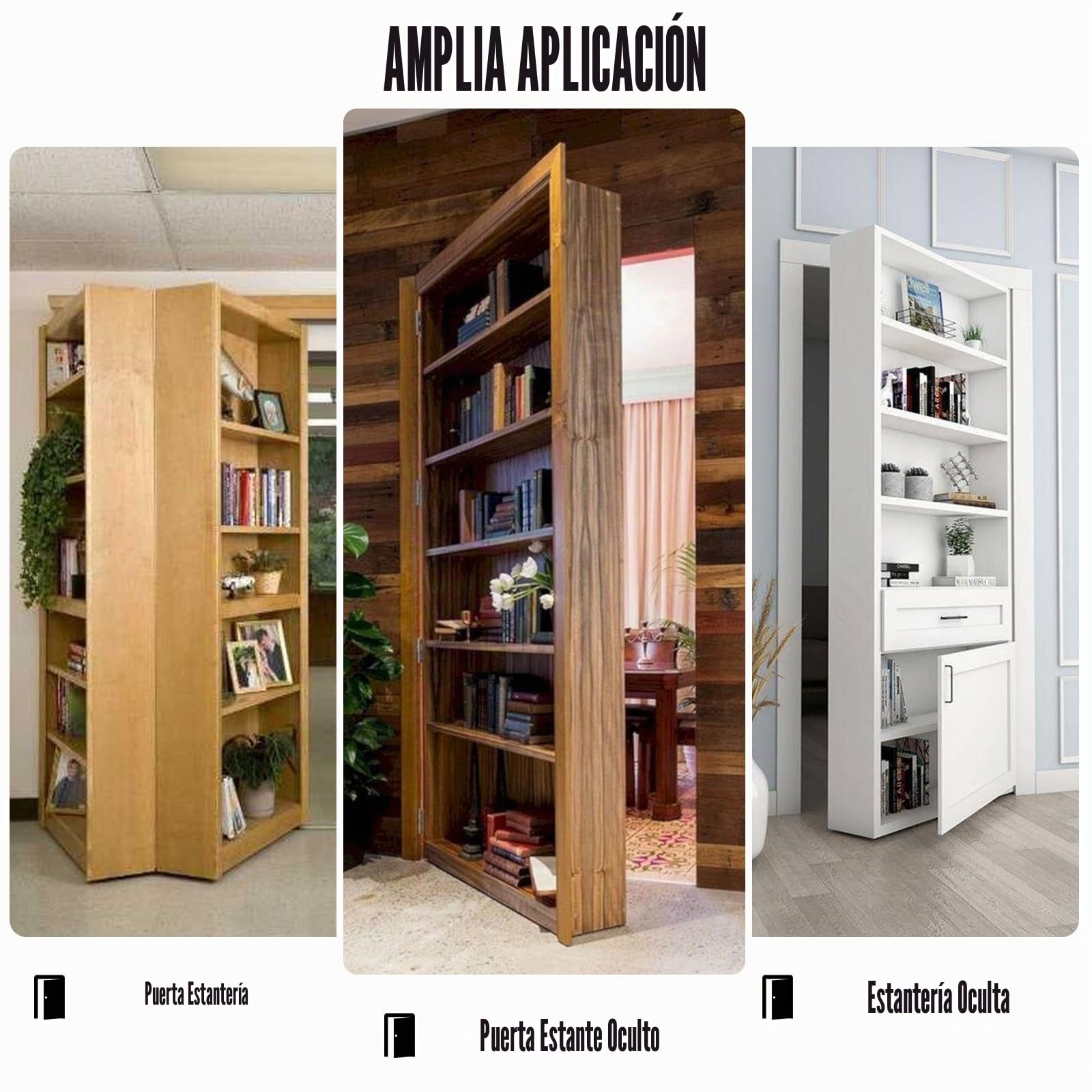 Bisagra de puerta oculta, bisagras pivotantes de acero inoxidable, resistentes, rotación de 360°, hasta 136 kg, plata