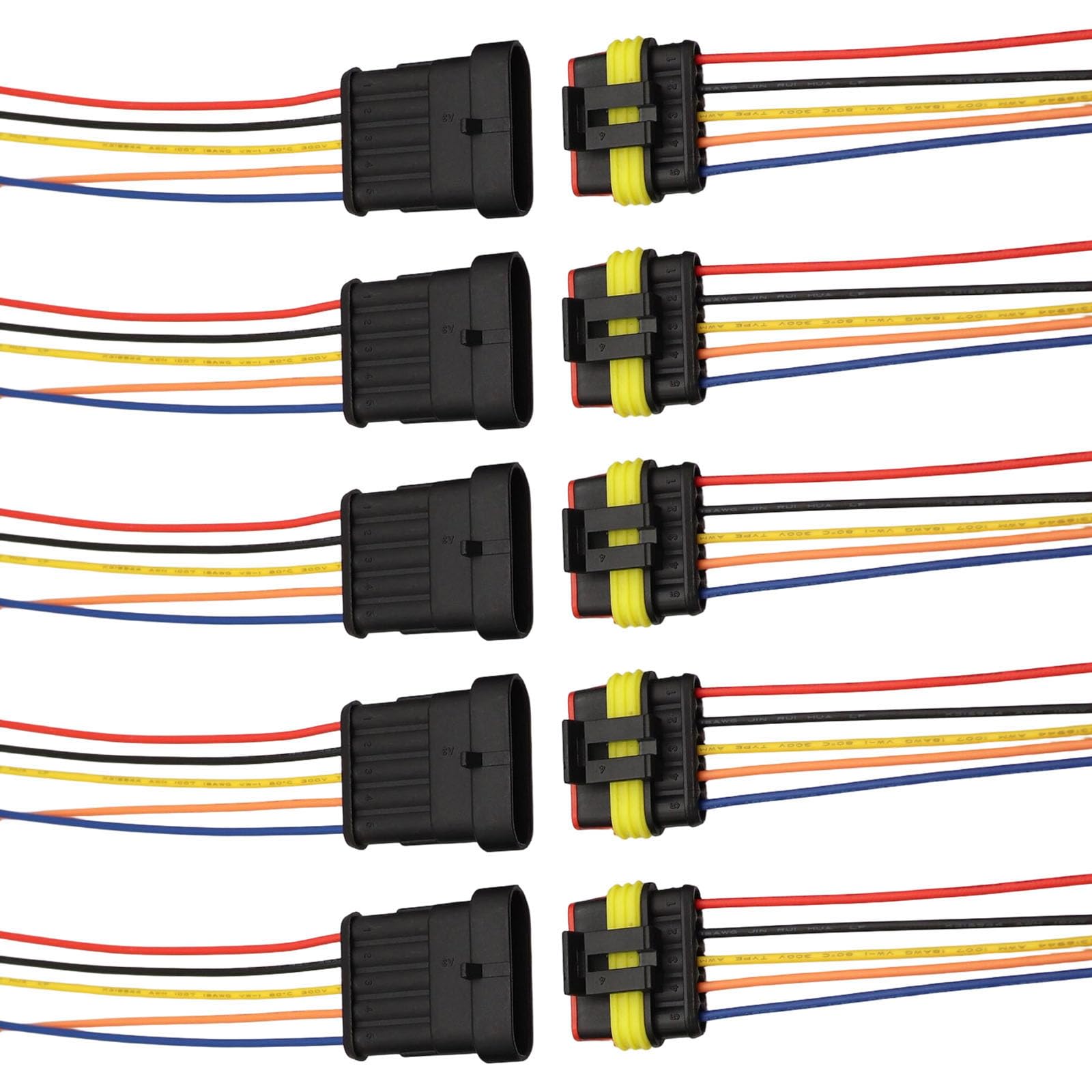 Vehicle Wiring Connectors, 5Pcs Male Female Quick Plugs with Wires for Automotive Use Quick Connecting Replacement