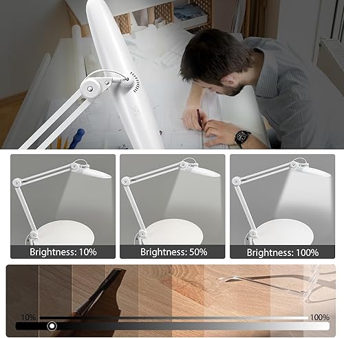 Miniatura 3 de Lámpara de escritorio LED de 20 pulgadas con abrazadera, luz de uñas ajustable CCT de 24 W regulable para escritorio, 120 LED de brazo giratorio de