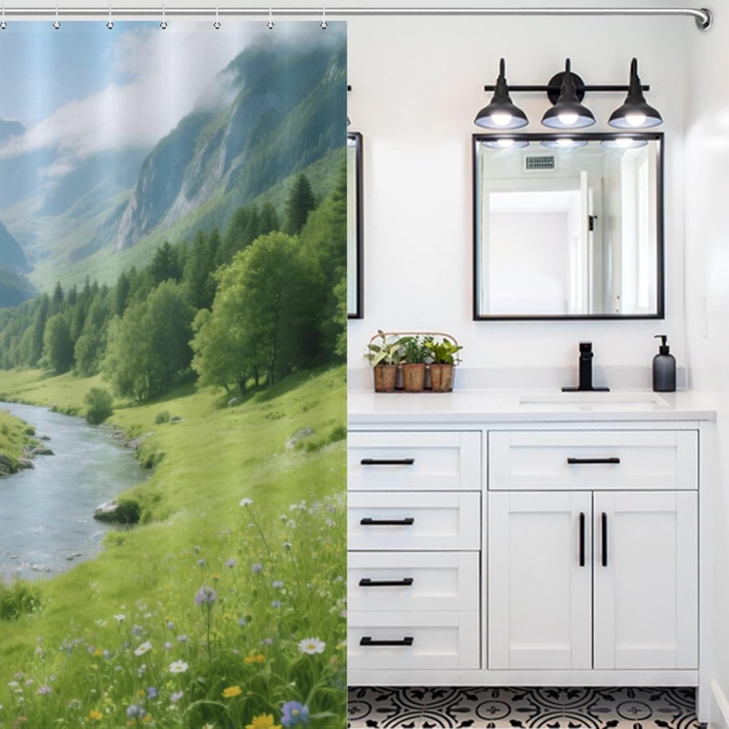 Shower Curtains Fabric Shower Curtain Liner Liner Showers Curtain Summer Valleys Showers Curtin Opaque for Privacy Protection Water Splash Protection High Aesthetics