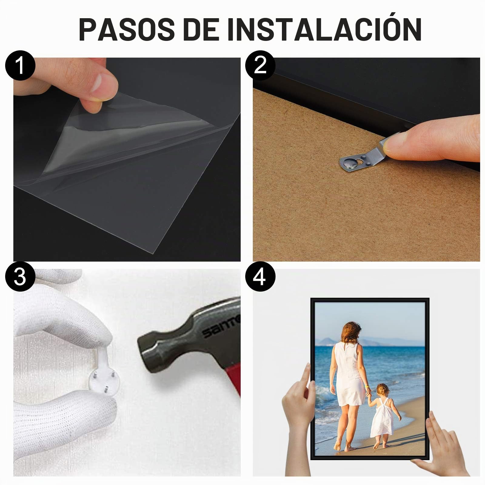 Alishomtll Juego de 5 marcos de fotos DIN A3, 29,7 x 42 cm, marco de fotos de plástico, juego de marcos de póster de plexiglás irrompible para colgar varias fotos, color negro