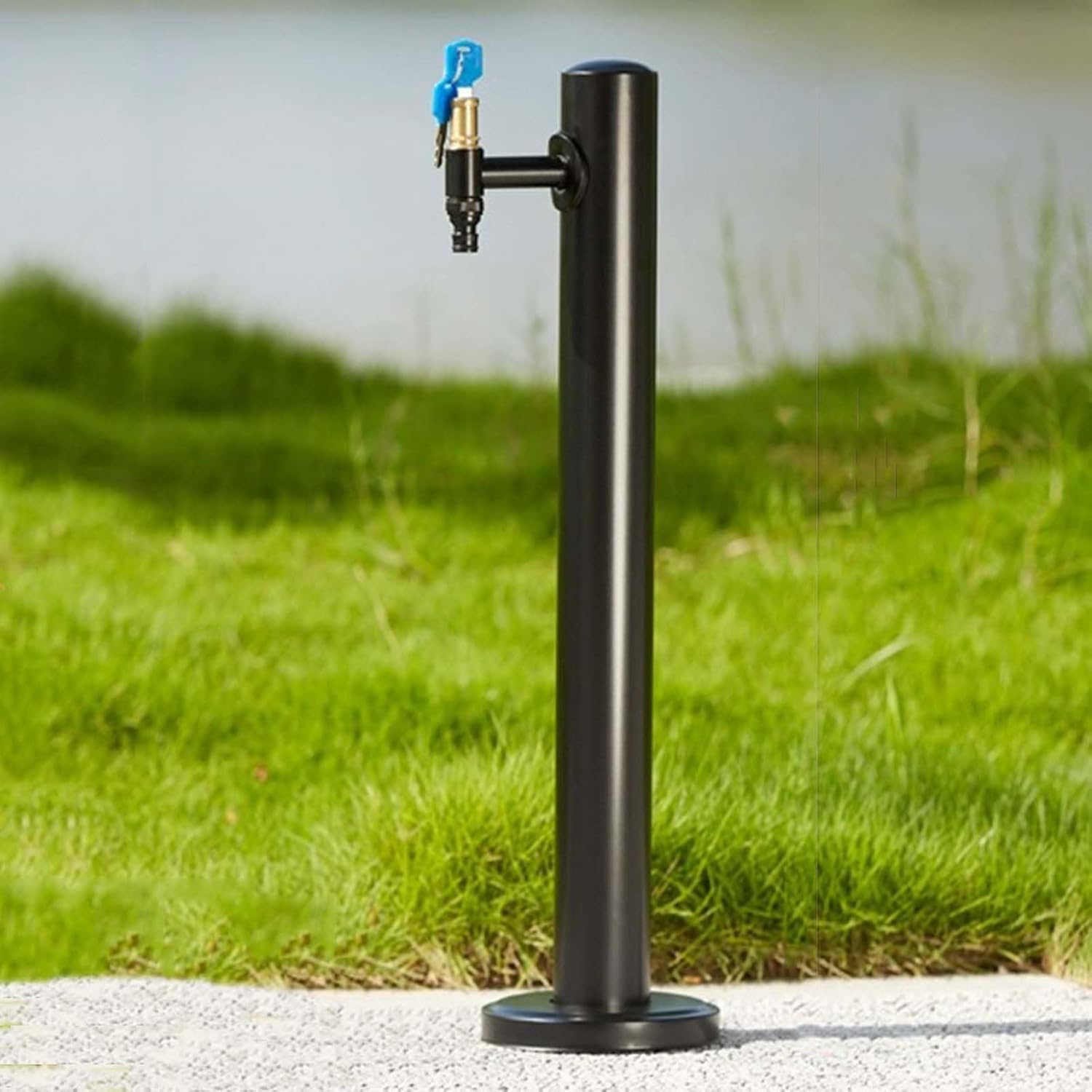 Colonne d'eau carrée extérieure en acier inoxydable, support de tuyau d'arrosage autoportant avec robinet, fontaine décorative avec distributeur d'eau, pour l'arrosage et le lavage du jardin