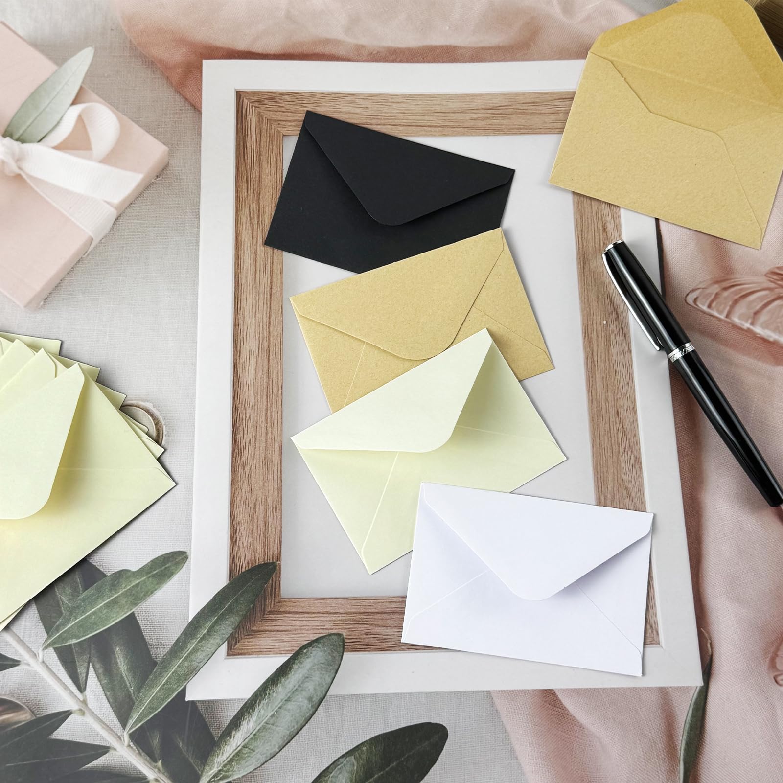 50 Packs of Gift Card Envelopes with Blank Cards，4x2.75 Mini Envelope Business card envelope (50, Black, 4x2.75): 4 x 2.75 inches White 100