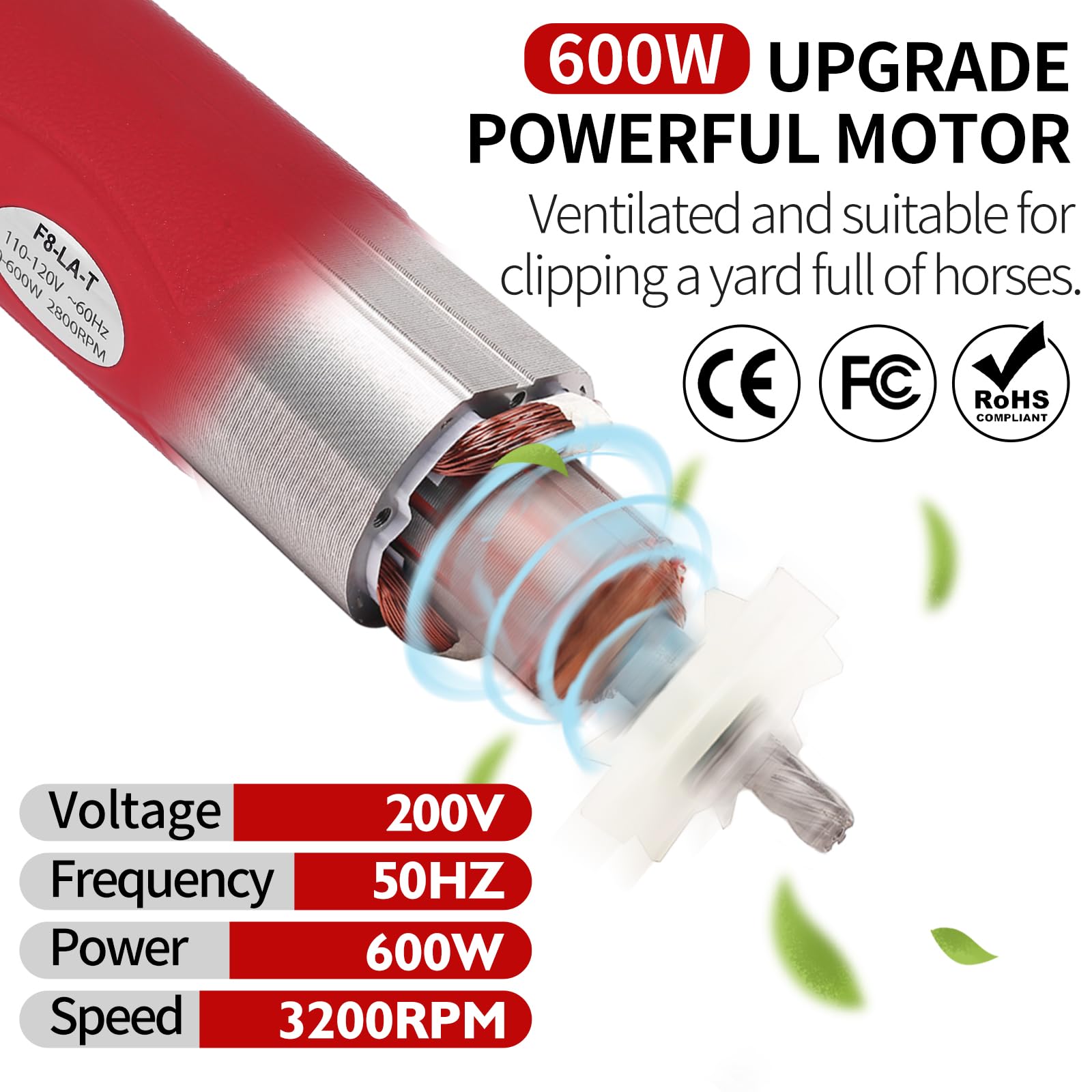 Heavy Duty Horse Clippers - 600W 6-Speed -3