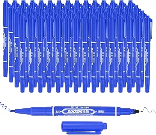 PATIKIL Twin Tip Permanent Marker, 60Pcs Dual Tip Permanent Makers with Fine and Ultra Fine Point for Signature and Marking, Blue