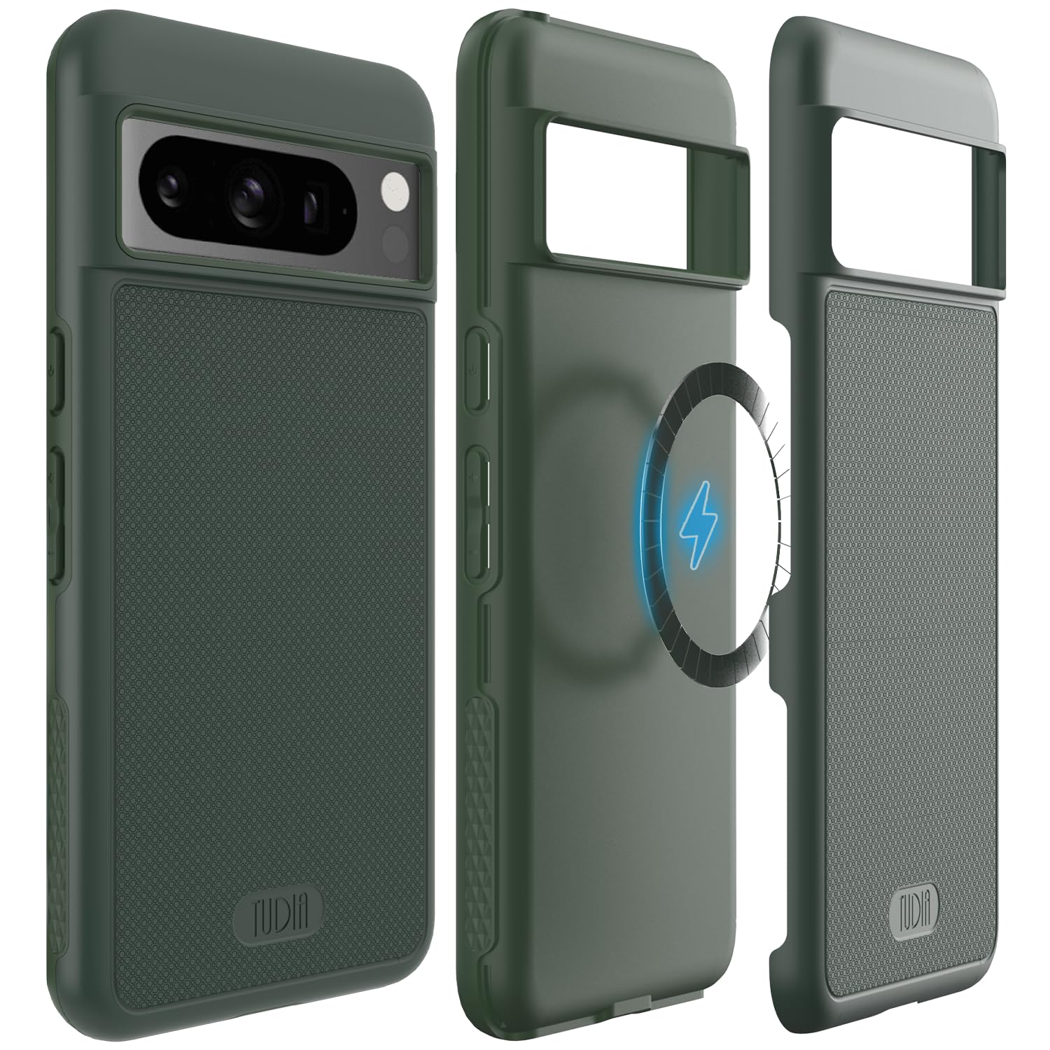 Sponsored Ad – TUDIA MergeGrip Designed for Google Pixel 8 Pro Case 2023, [MagSafe Compatible] Military Grade Slim Dual Layer Heavy Duty Raised Edge Protection Non-Slip Protective Phone Case Cover - Pine Green