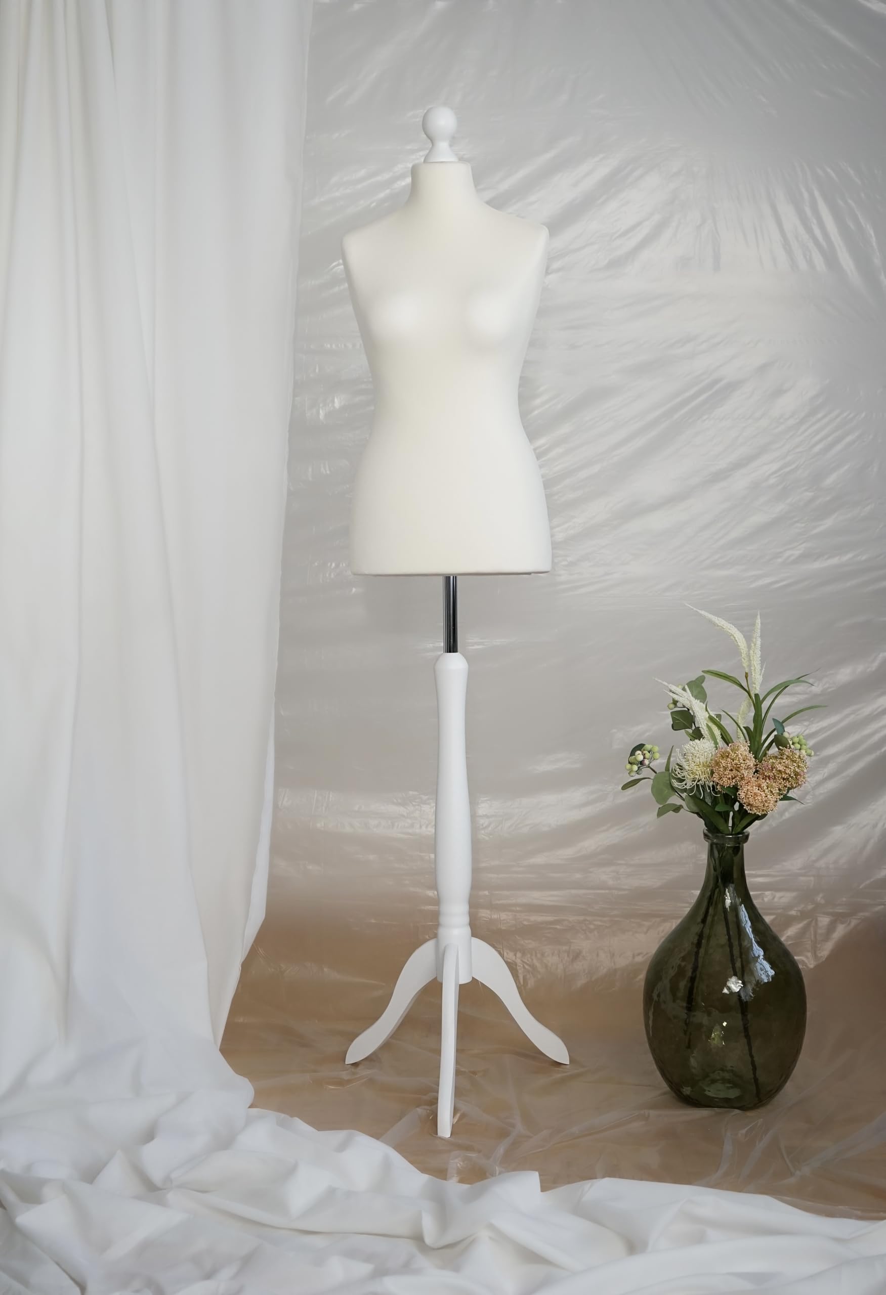 Maniquí de costura para mujer, maniquí de sastre femenino, funda color crudo (White Wood, M 38/40)