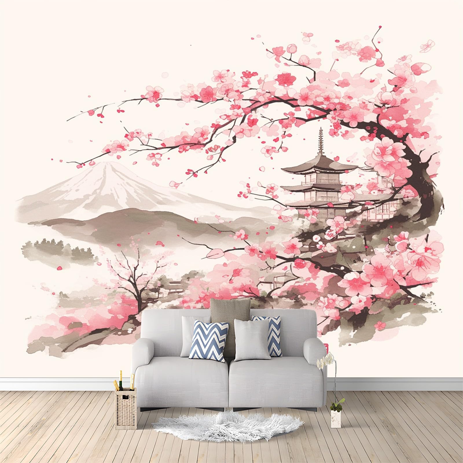 Fototapete 3D Sakura Im Japanischen Stil 400x280 cm Vlies Tapeten Wandtapete Moderne Wanddeko Design Wand Dekoration Wohnzimmer Schlafzimmer