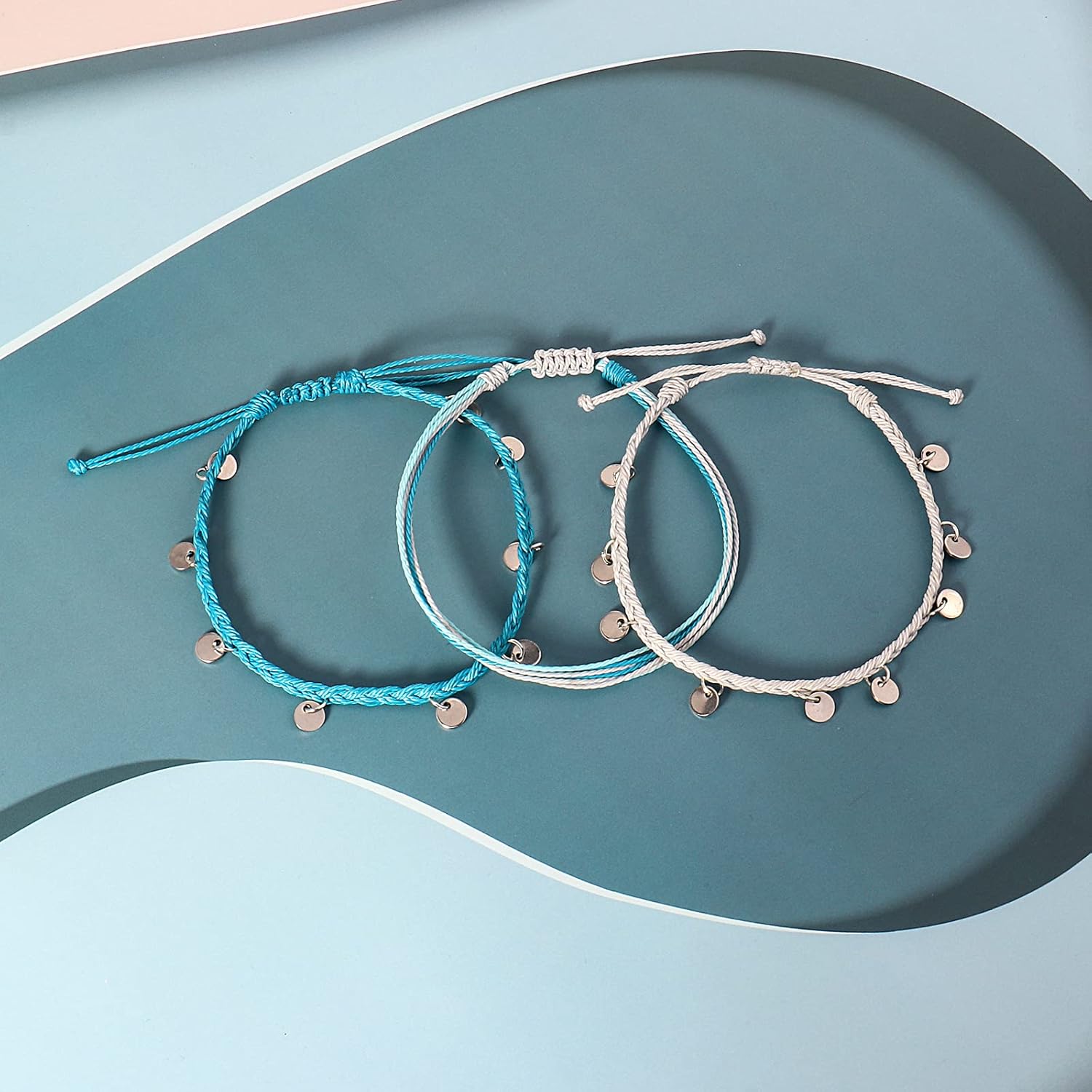 FANCY SHINY String Ankle Bracelets Waterproof Rope Anklets Braided Beach Boho Coin Anklets Cute Friendship Foot Jewelry for Women - Image 4