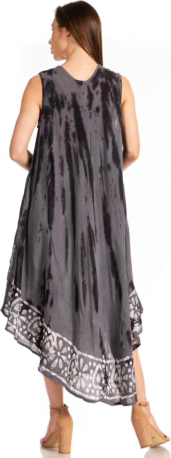 Sakkas Alexis Embroidered Long Sleeveless Floral Caftan Dress/Cover Up - Image 2