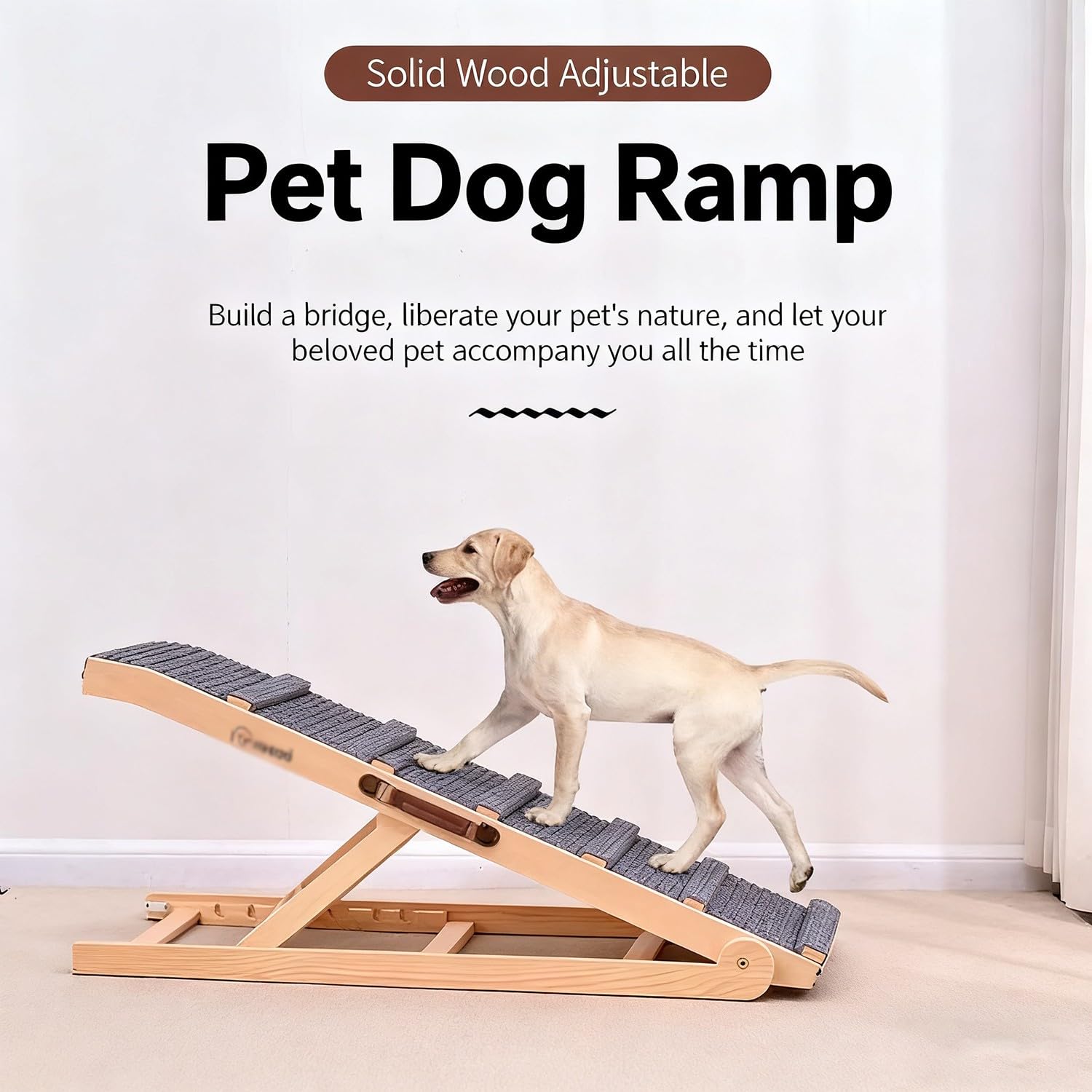 REHOOF Rampa para Perros Grandes De Madera, Plegable Escalera para Perros para Perros Apta, Rampa Perros para Subir Al Sofá, Subir A La Cama, Subir Al Coche,Fácil De Transportar Y Almacenar