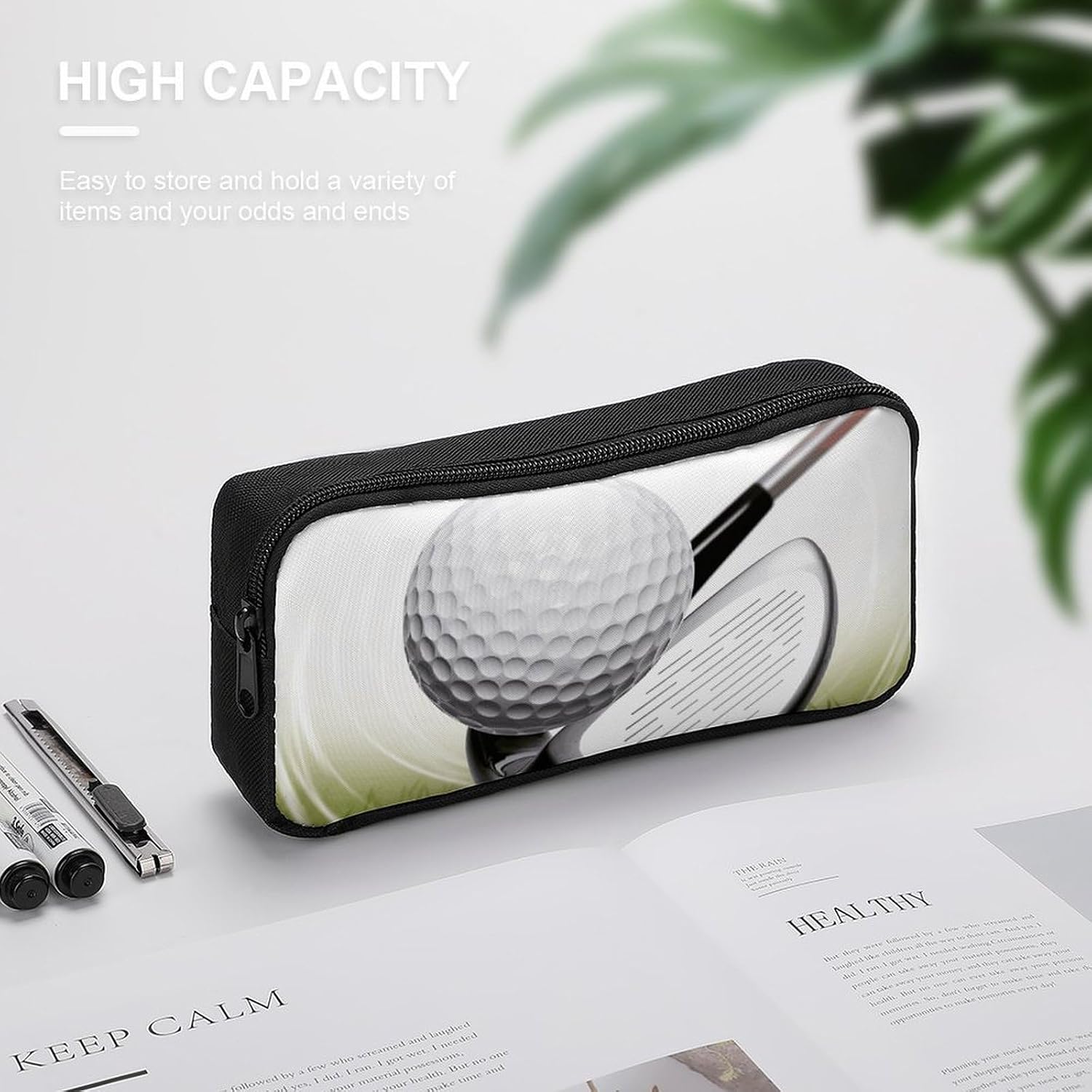 Golf Club Large Pencil Case, Pencil Pouch with Zipper image 4
