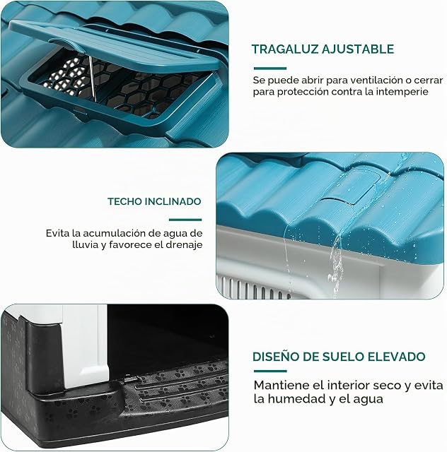 Foto 4 de 5 de Lanco - Caseta para Perros Medianos con Techo corredizo Regulable. Uso Interior y Exterior con ventilación.…
