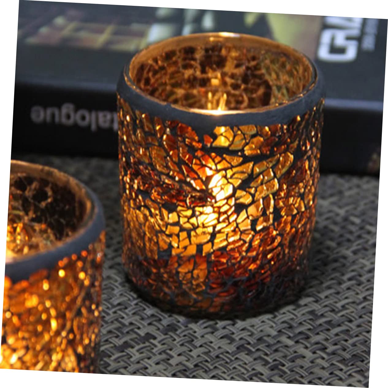 2 tarros de cristal de mosaico, centro de mesa, decoración marroquí para el hogar, portavelas de cristal, portavelas de té, portavelas de cristal, pequeño portavelas de té, vela de boda