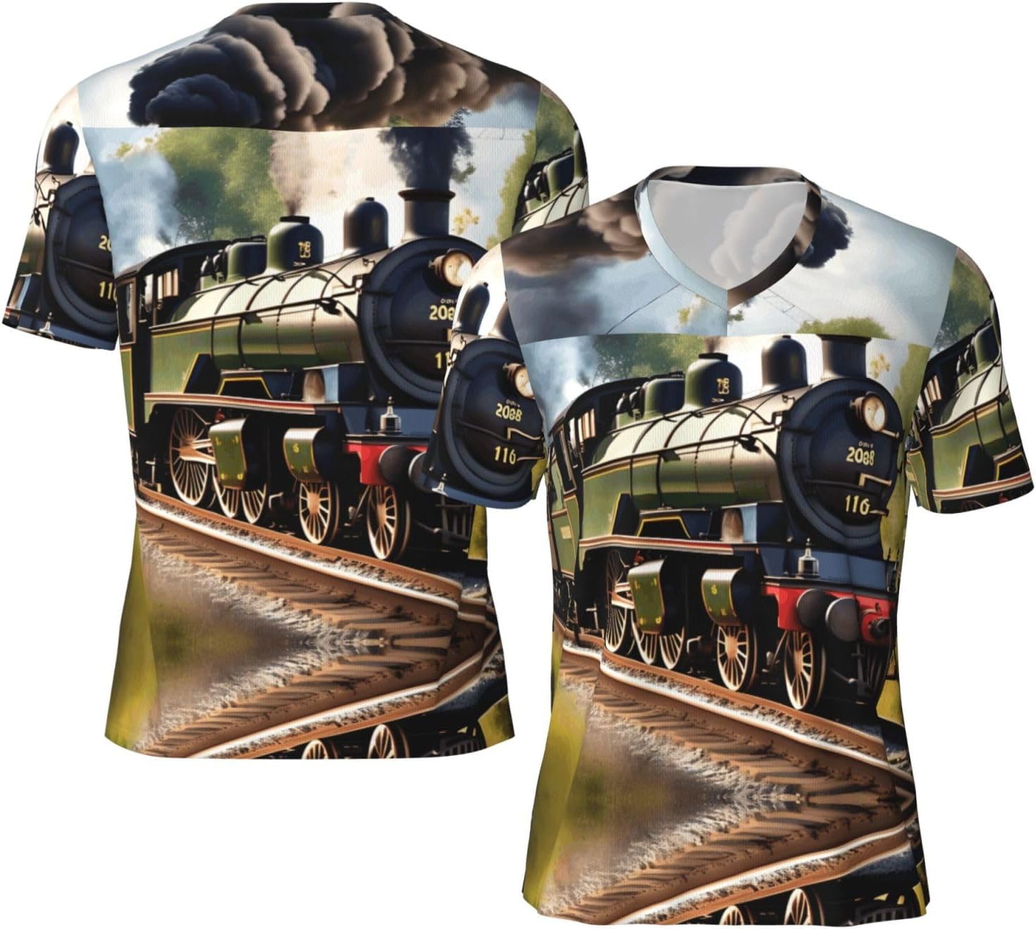 Steam Little Train Rugby Football Jersey for Men, Comfortable V-Neck Loose Fit Top for Team Sports Athletics