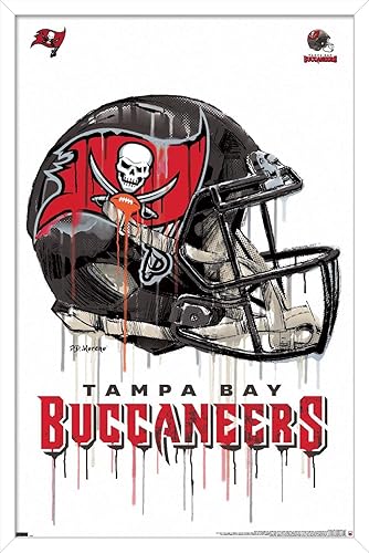 Miniatura 7 de Trends International NFL Tampa Bay Buccaneers - Póster de pared con casco de goteo 20, 22.375 x 34 pulgadas, versión enmarcada negra Versión
