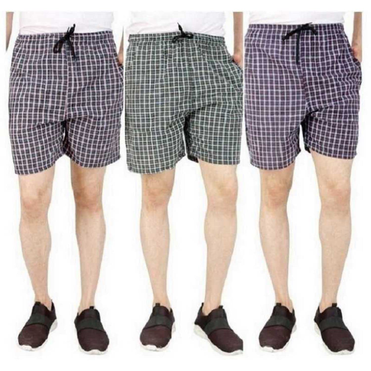 Men's Cotton Regular Checkred Boxers Pack of 3 (Size-M) Multicolour-image-43