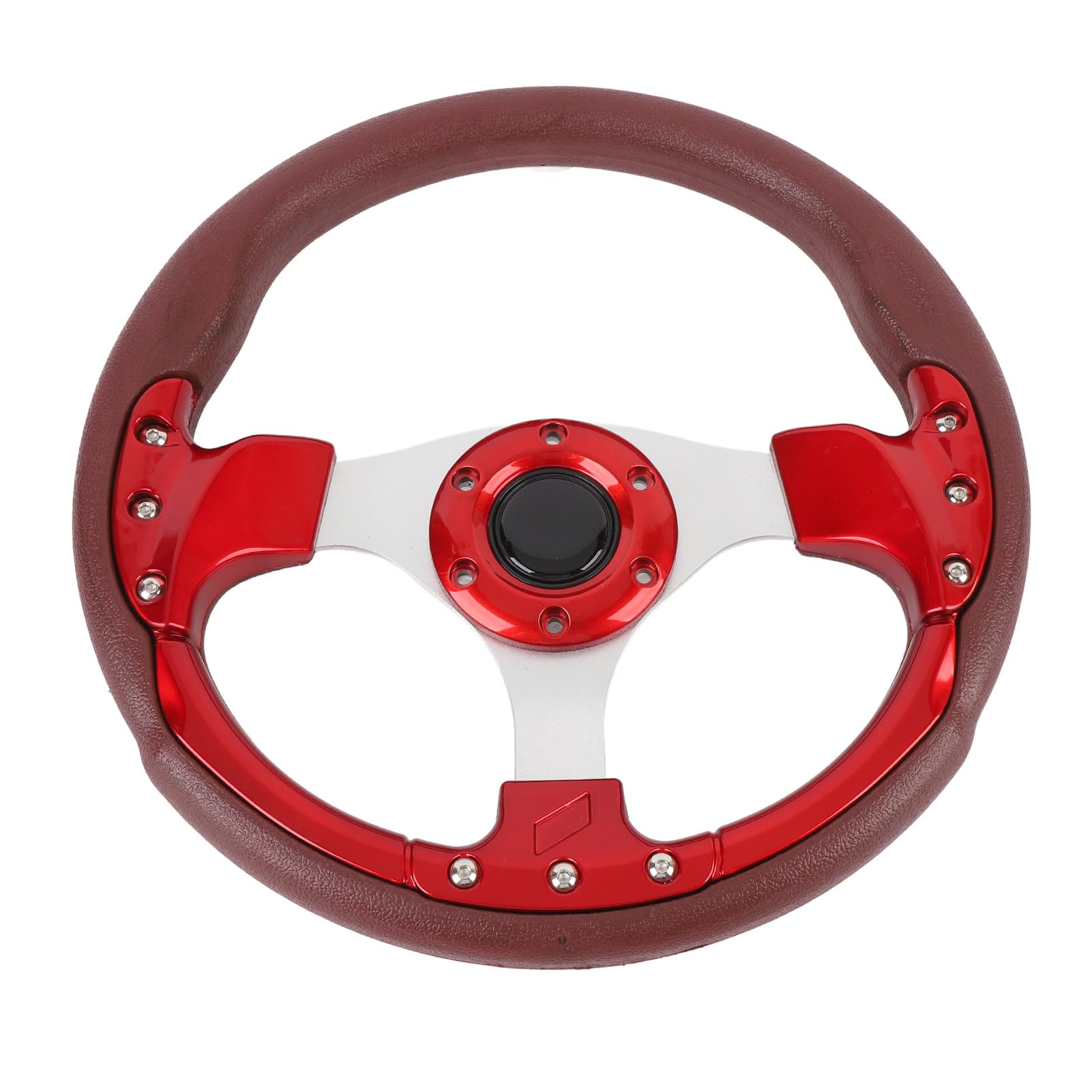 13-calowa kierownica z PU, odporna na wstrząsy sportowa kierownica samochodowa z 6-otworowym adapterem, wygodna i trwała aluminiowa rama, stylowy design dla (czerwony)