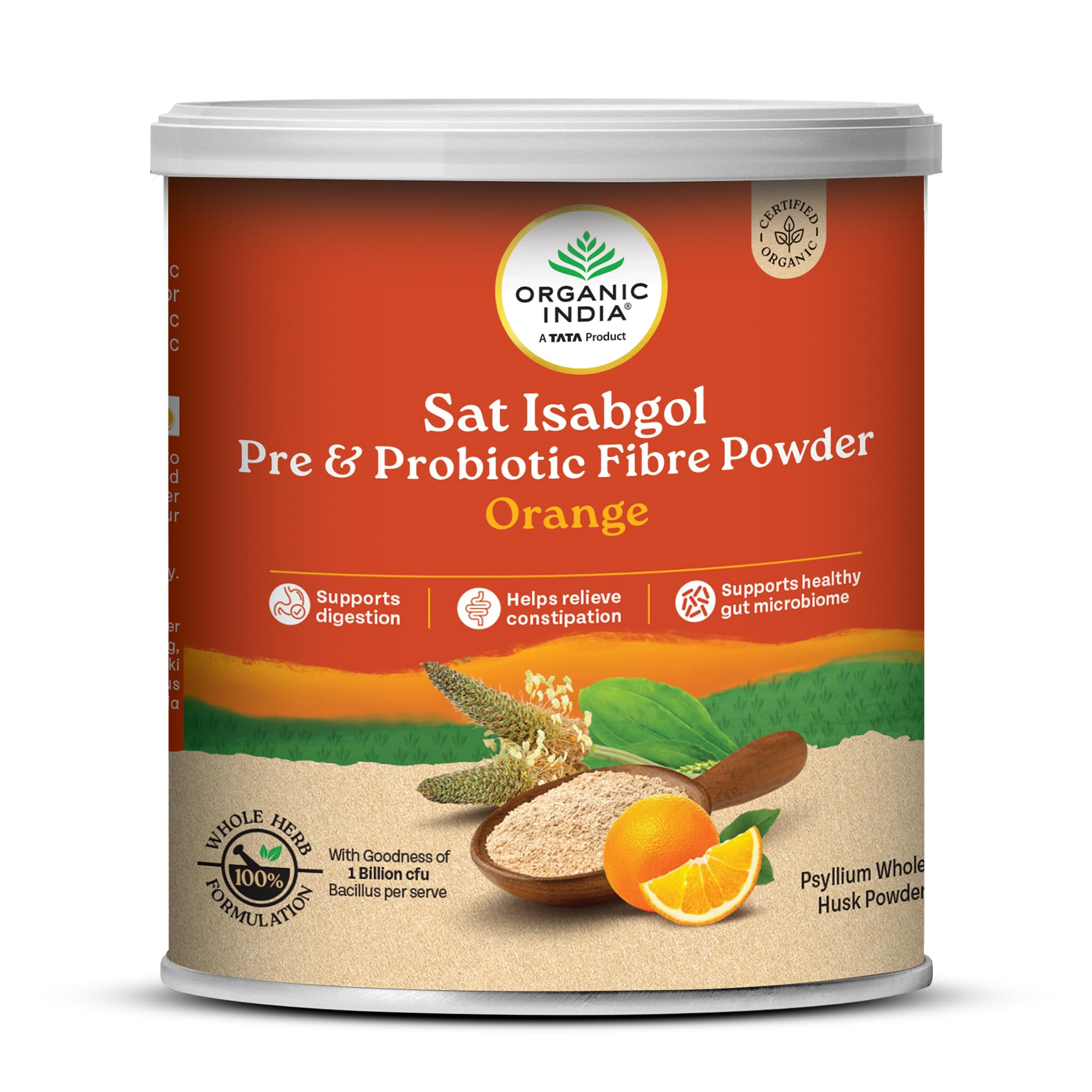 A TATA Product- Organic India Sat Isabgol Pre & Probiotic Fibre Powder Orange, 100g-picture-28