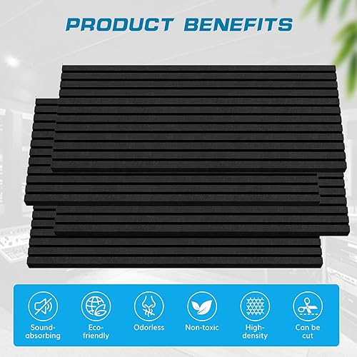 Miniatura 4 de Paquete de 4 paneles de espuma a prueba de sonido para paredes, paneles de espuma acústica de 48 x 24 x 2 pulgadas, paneles acústicos ignífugos de