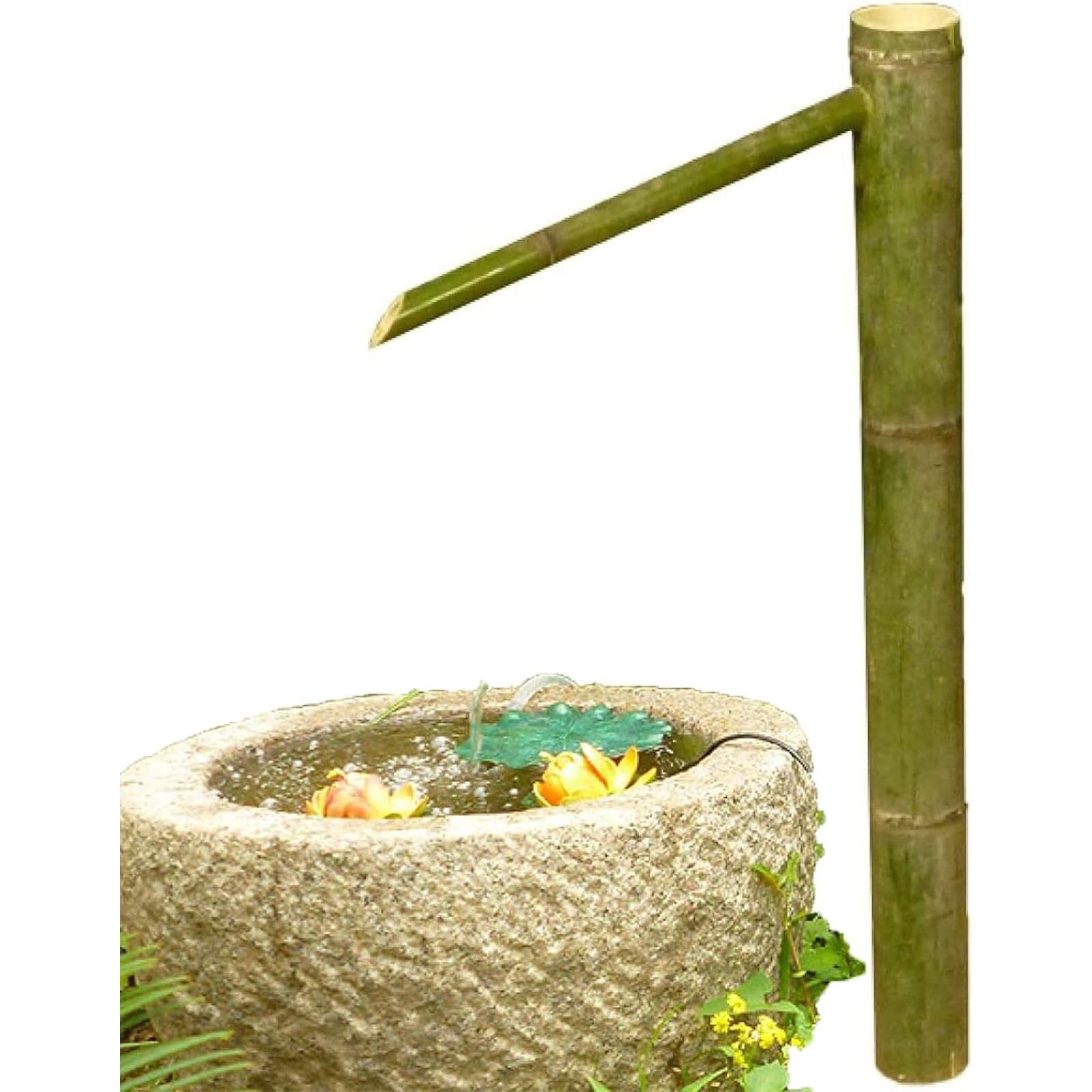 asdchZen Handmade Bamboo Water Fountain, Solar Powered Outdoor Water Fountain, Bamboo Fountain Spout With Pump, Zen Garden Landscaping Decoration, For Lawn, Backyard, Pond, 27.6In,23.6in