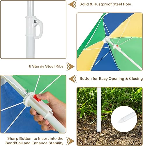 Miniatura 7 de KOTEK Mesa de picnic para niños, mesa de arena y agua 4 en 1 con mesa desmontable, 2 cajas de juego extraíbles, paraguas plegable y ajustable en