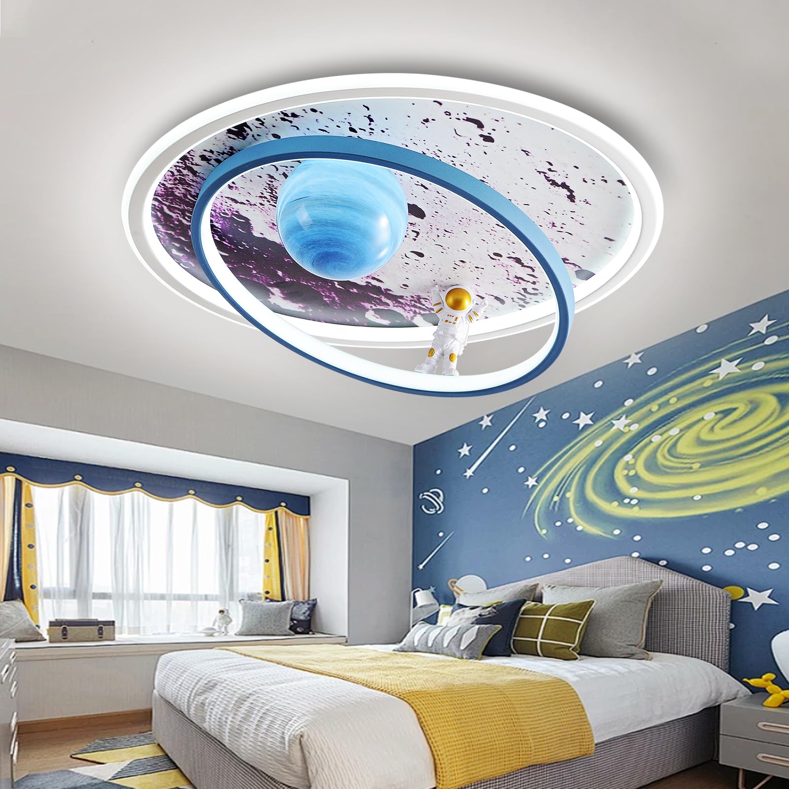 Plafoniera Cameretta Bambini Lampadario, Dimmerabile Lampada Da Soffitto A LED Per Bambini con Telecomando, 3000-6000K, Lampada Soffitto Camera da Letto Astronauta, Moderna Ragazze Ragazzi Luci