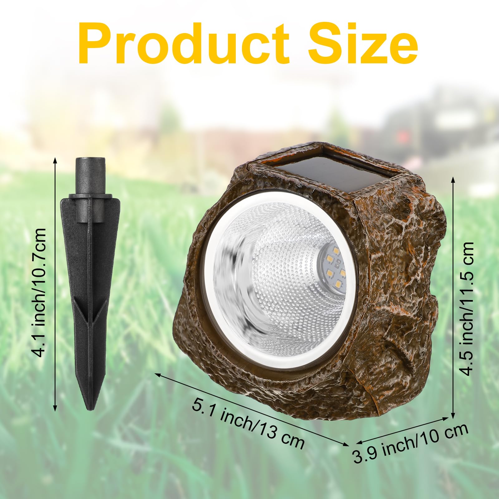 VIHOSE 6 luci a energia solare a 10 LED, impermeabili, da giardino, in pietra, per paesaggistica esterna, decorative per esterni, per cortile, strade, cortile, patio paesaggio