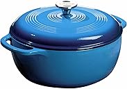 Lodge Essential Enamel Cast Iron Dutch Oven - Perfect for Bread Baking, Braising, Marinating & Slow Cooking - Features Moisture-Sealing Lid & Dual Handles - Kitchen Essentials - 6 Quarts - Caribbean Blue