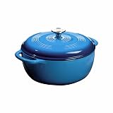 Lodge Essential Enamel Cast Iron Dutch Oven, 6 Quart, Caribbean Blue | Ideal for Bread Baking, Braising, Marinating & Slow Cooking, Features Moisture-Sealing Lid & Dual Handles