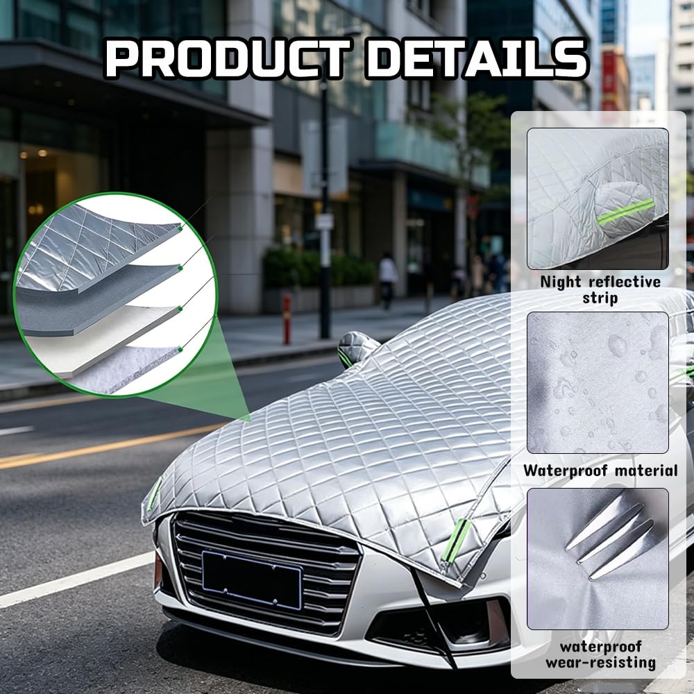 Hagelschutzplane Auto,5.4×2.5M Autoabdeckung Gegen Hagel Wasserdicht Staubdichte Sonnensicher, Baumwolle Auto-Hagelabdeckung,Wear Resistant hageldecke Für Die Meisten Autos Verdicken