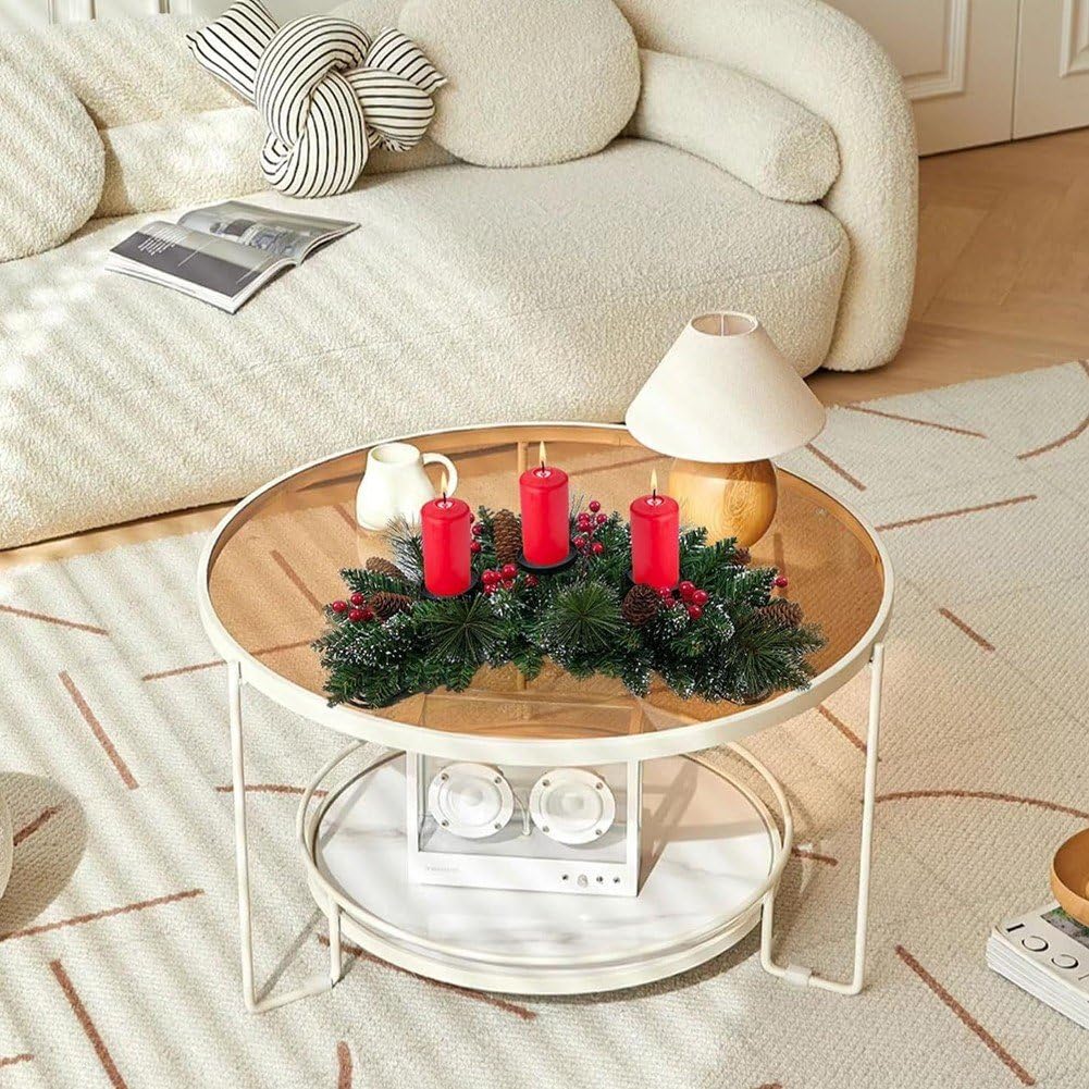 Candelabro Navideño, Centro De Mesa, Piñas Artificiales, Bayas, Portavelas, Decoración para Mesa De Comedor, Decoraciones Navideñas.