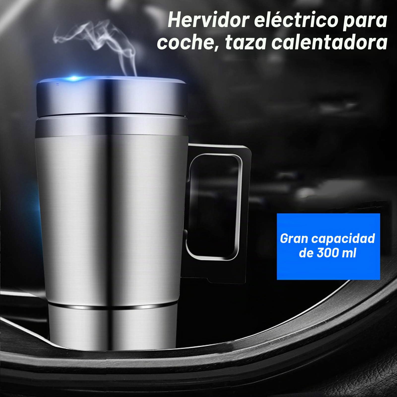 Ausla Hervidor de Viaje Eléctrico, 24V, 300ml | Calentador de Agua, 200W y 304, para Camiones y Viajes, Compatible con Encendedor de Cigarrillos