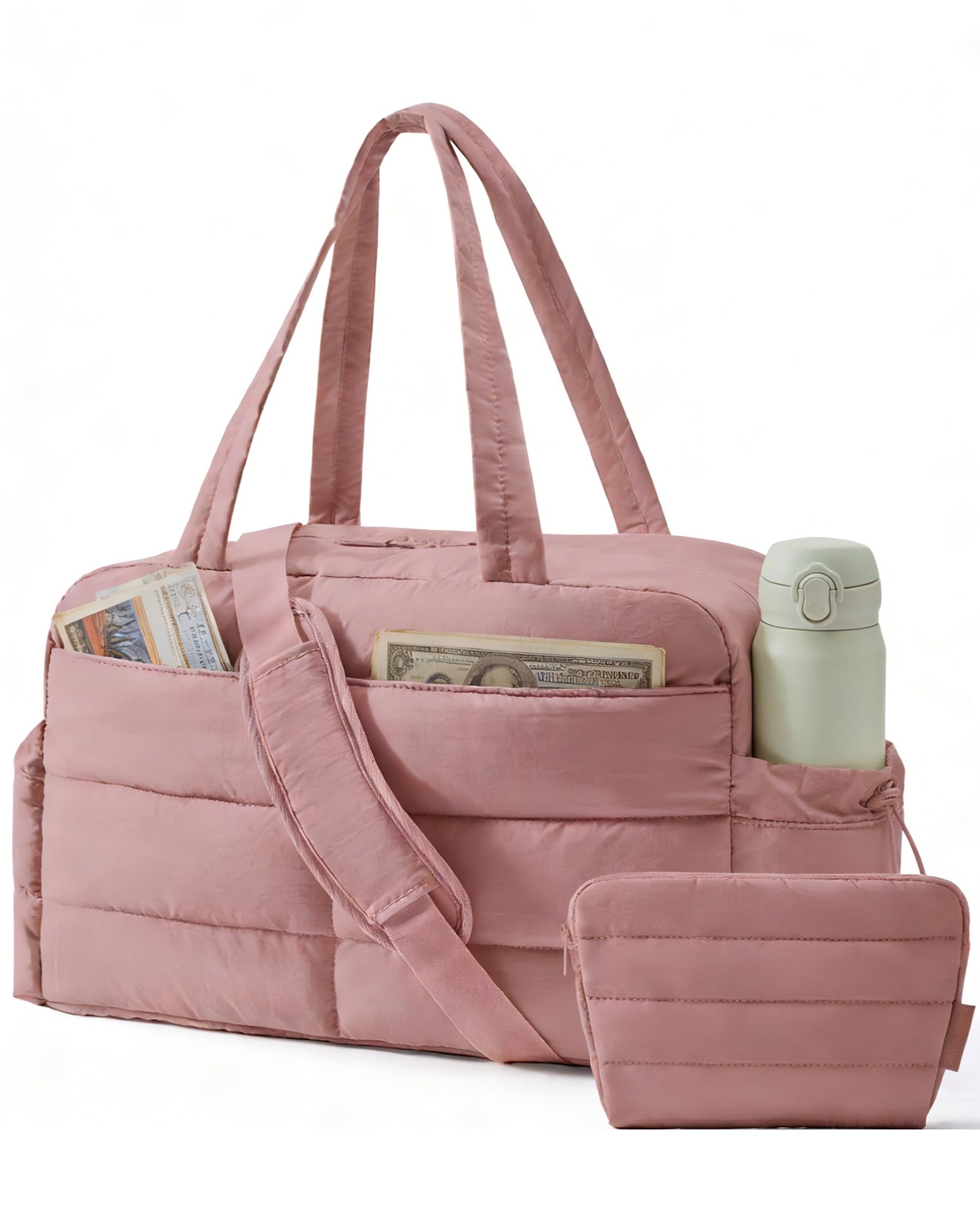 BAGSMART Gym Bag for Women with Toiletry Pouch, Lightweight Weekender Bags for Women with Wet Pocket, 31L Travel Duffle Carry On Bag, Weekender Overnight Bag for Travel,Water Resistant,Dark Pink Dull Pink