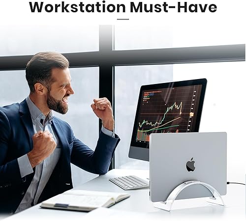 Miniatura 7 de Soporte vertical acrílico para computadora de escritorio, base invisible de acrílico para laptop, soporte vertical para laptop, organizador de