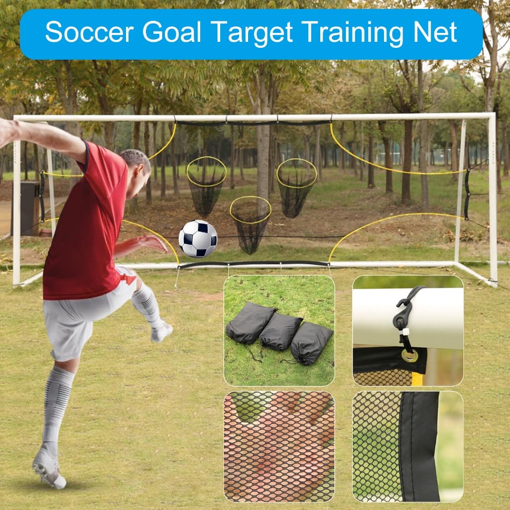 Equipo de entrenamiento de puntuación para portería de fútbol, red de objetivos con zonas de puntuación