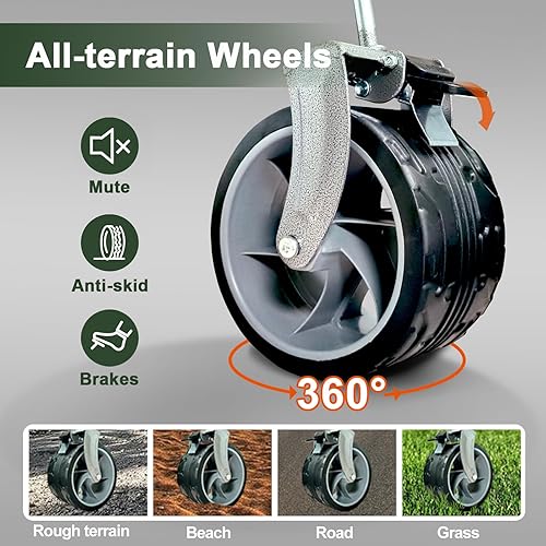 Miniatura 2 de SENOSUR HOME Carros de playa plegables y resistentes con mesa plegable, red de carga color marrón