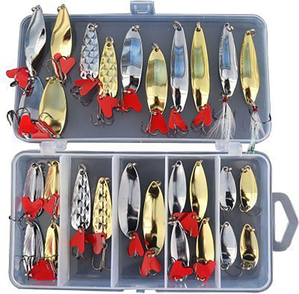 Fishing Lures Bass Metal Crankbait Spoon Spinner Bait Tackle Fishing Lure Set for Trout Bass Salmon Freshwater Saltwater with Metal Hooks