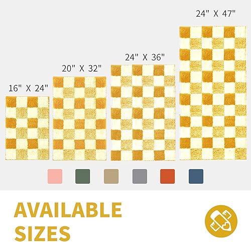 Miniatura 2 de CozeCube - Tapetes de baño a cuadros, antideslizantes, peludos, esponjosos, lavables, microfibra absorbente, estéticos, bonitos, para lavabo y