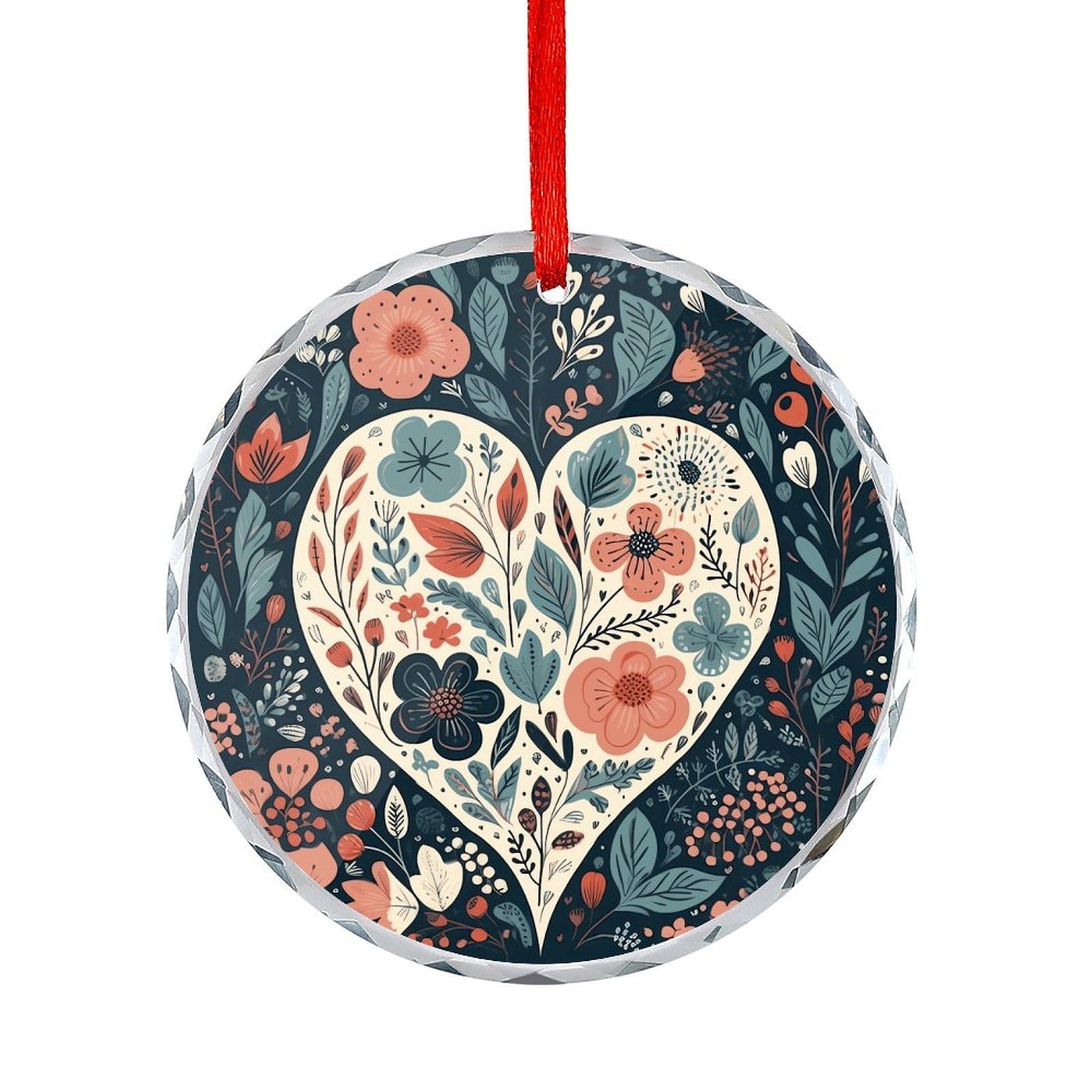 Btcowzrv Style Heart Shaped Plant Round Ornament Hanging Pendant Decor