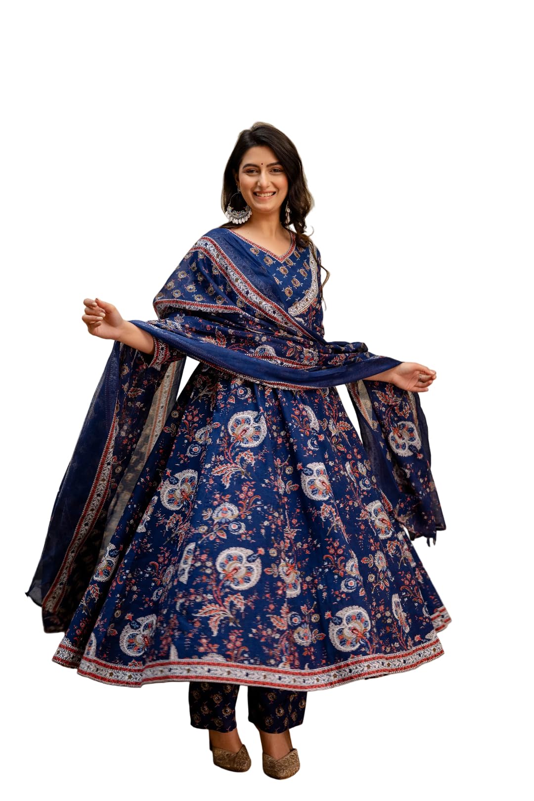 berrylicious Pure Cotton Printed Anarkali Kurta with Pant & Dupatta | Anarkali | Festive & Casual Wear-picture-30