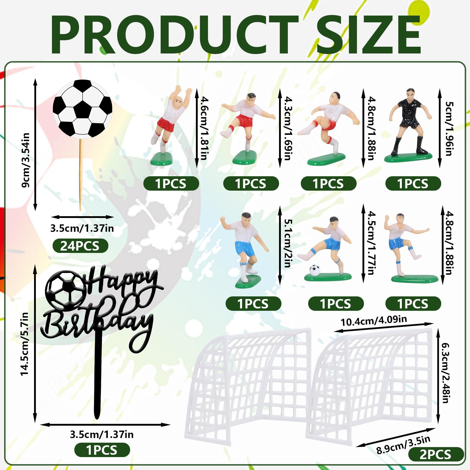 Bcautay 34pcs Football Cake Topper, Soccer Cake Topper Football Cake Decorations for Boys Men Father's Day and Football Theme Party - Image 2