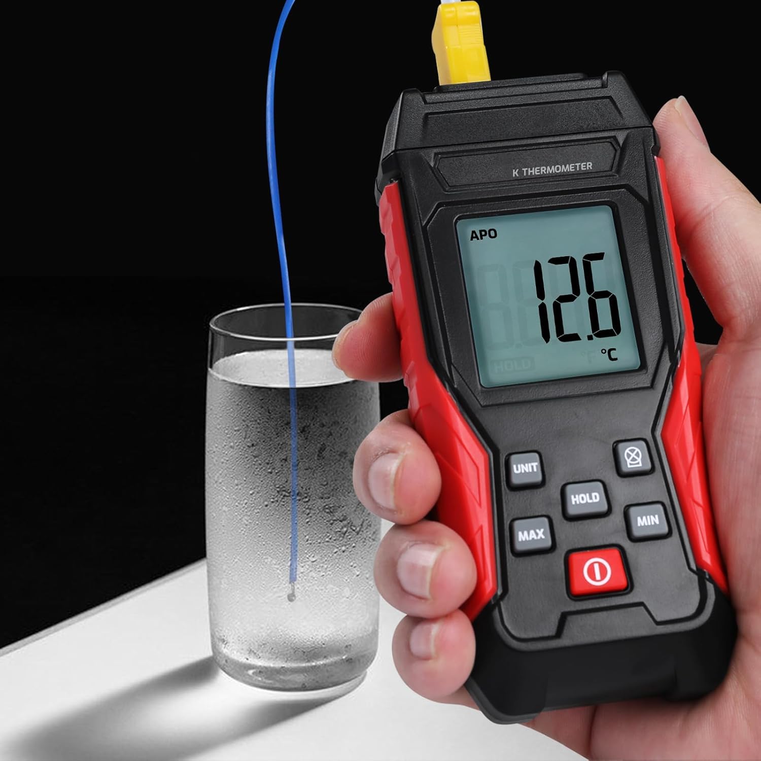 Termometro Digitale a Termocoppia Tipo K -328°F ~ 2501°F con Display LCD Retroilluminato Max/Min per HVAC