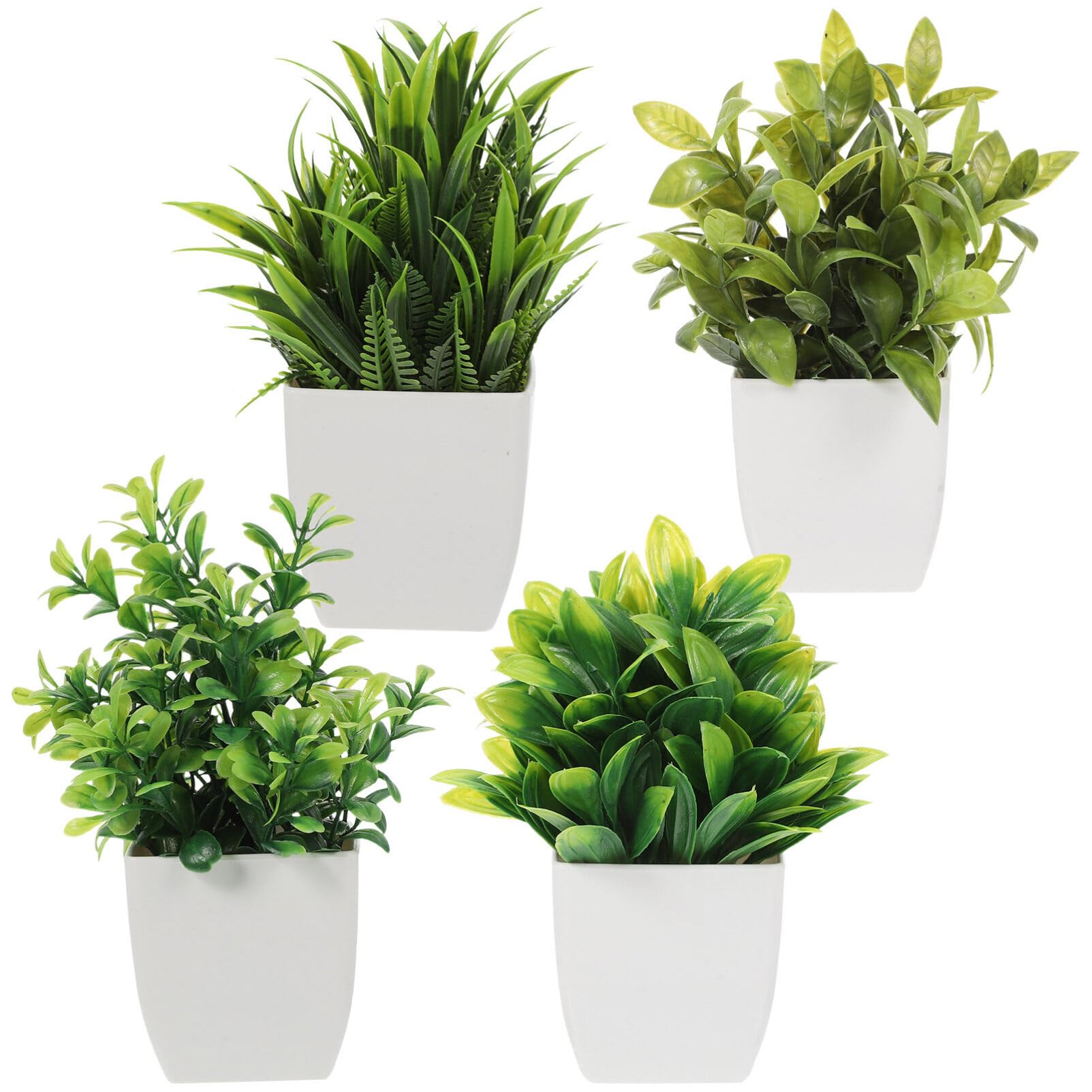 BESPORTBLE 4pcs Artificial Potted Plant Plastic Plants Office Plants Houseplant Pots Plastic Potted Plants Mini Artificial Plants Office Decor Realistic Bonsai Mini Potted Plants Artificial