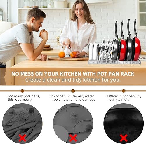 Miniatura 3 de Organizador de ollas  Organizador expandible para ollas y sartenes para gabinete soporte organizador de tapa de olla con 10 compartimentos