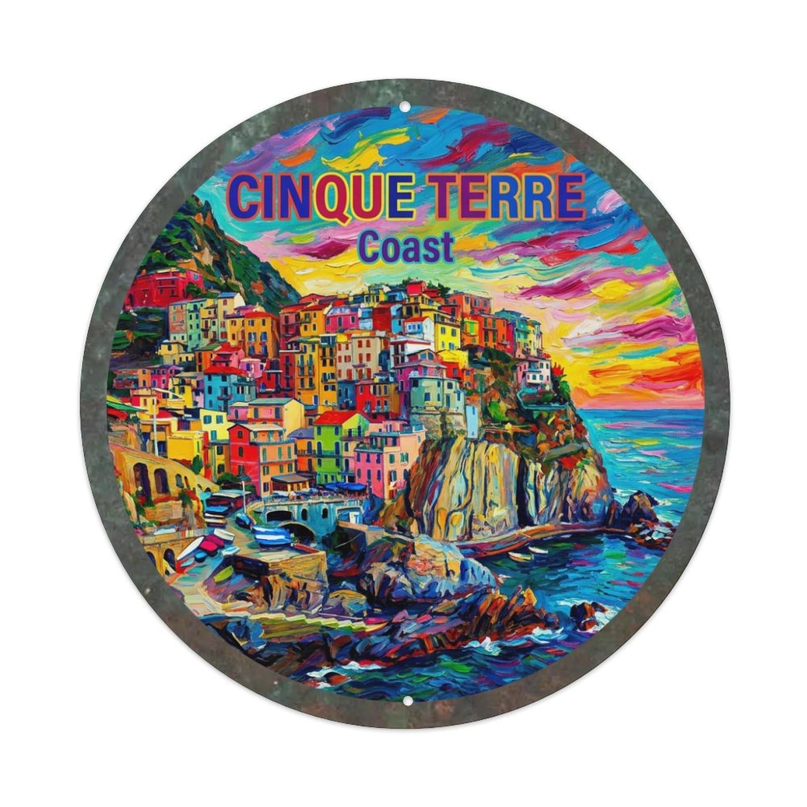 Metal Tin Sign Italy Vintage Travel Cinque Terre