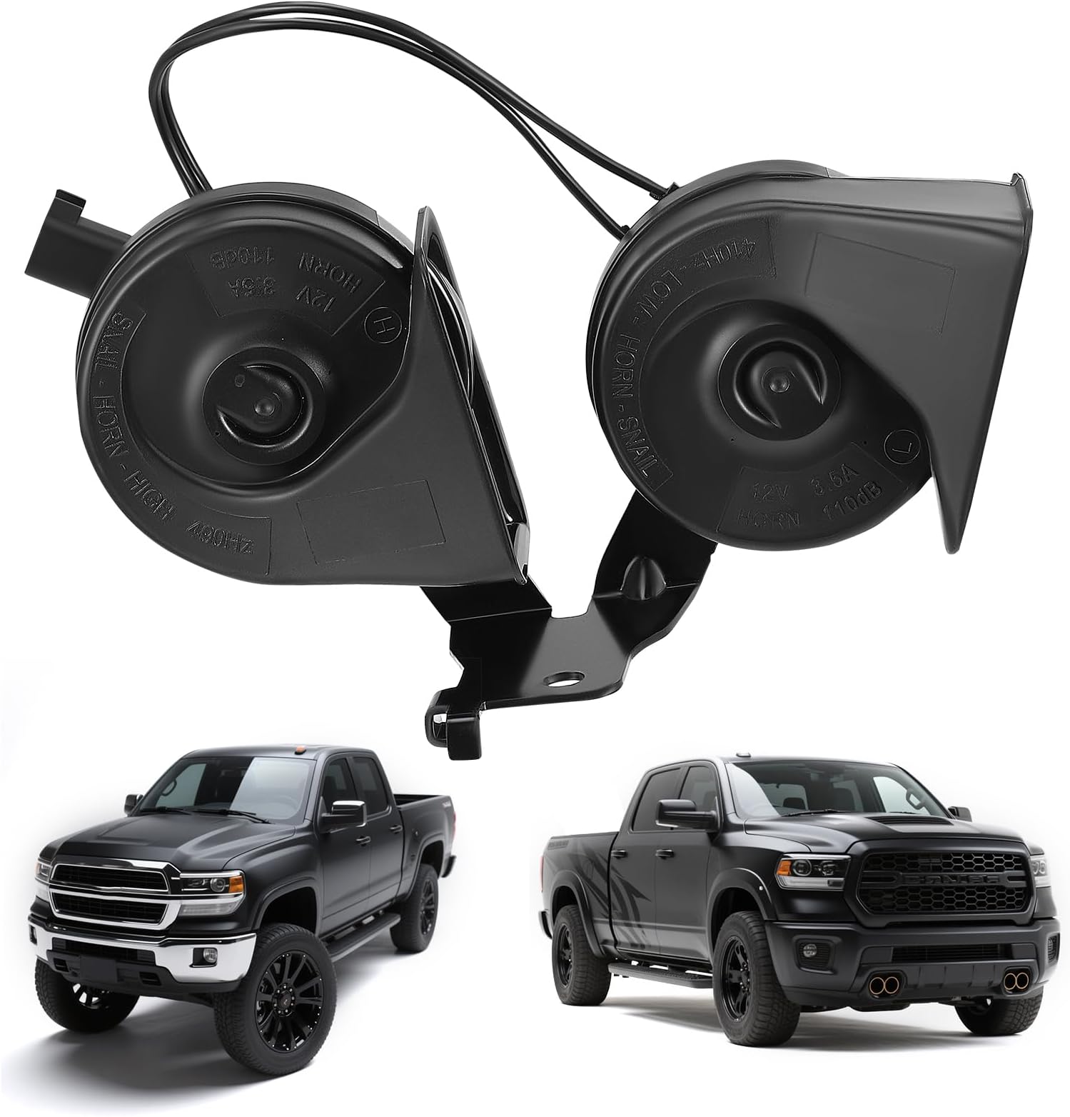 Dual Note Electric Horn Assembly with Bracket Compatible with 2017–2022 Ford F-250, F-350 Super Duty, Replace for HC3Z-13832-G, Waterproof Snail Horn