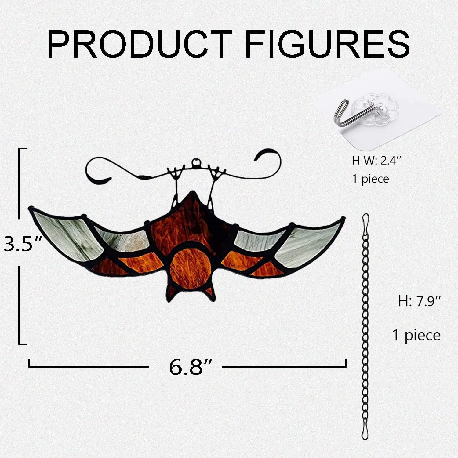 BOXCASA Bat Stained Glass Window Hangings, Bat Suncatcher Halloween Decoration,Bat Decor Hanging for Home, Office, Kitchen,Living Room - Image 7